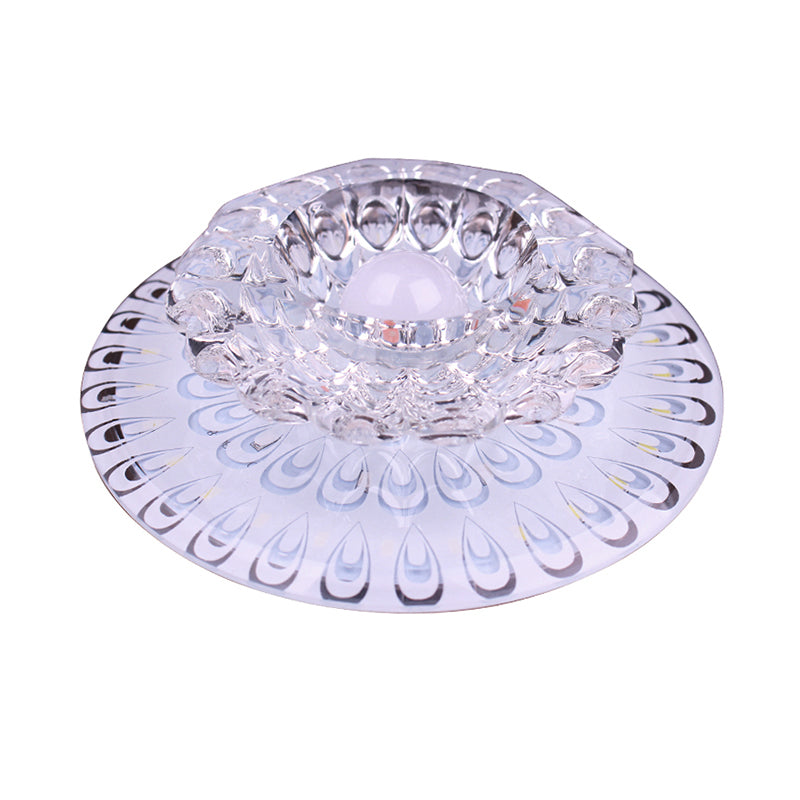 Modern Led Crystal Ceiling Lamp - White Flush - Mount Entryway Light Fixture