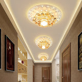 Modern Tan Crystal Flower Led Ceiling Light Fixture - White Flush Mount