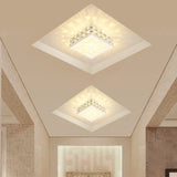 Modern Crystal Inserted Gold Finish Led Flush Mount Ceiling Light For Aisle