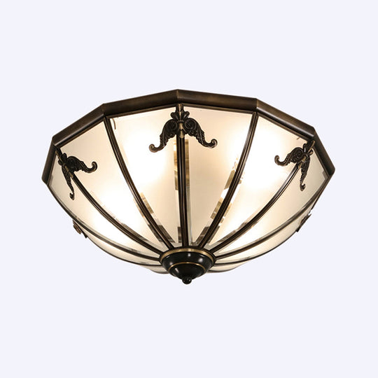 Traditional Flush Mount Ceiling Light For Dining Rooms - Dome Frosted Glass Shade Black / 14