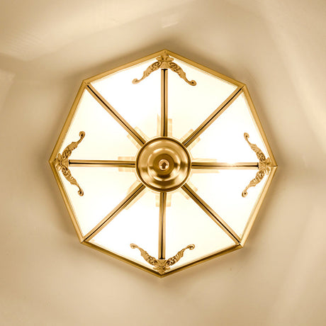 Traditional Flush Mount Ceiling Light For Dining Rooms - Dome Frosted Glass Shade