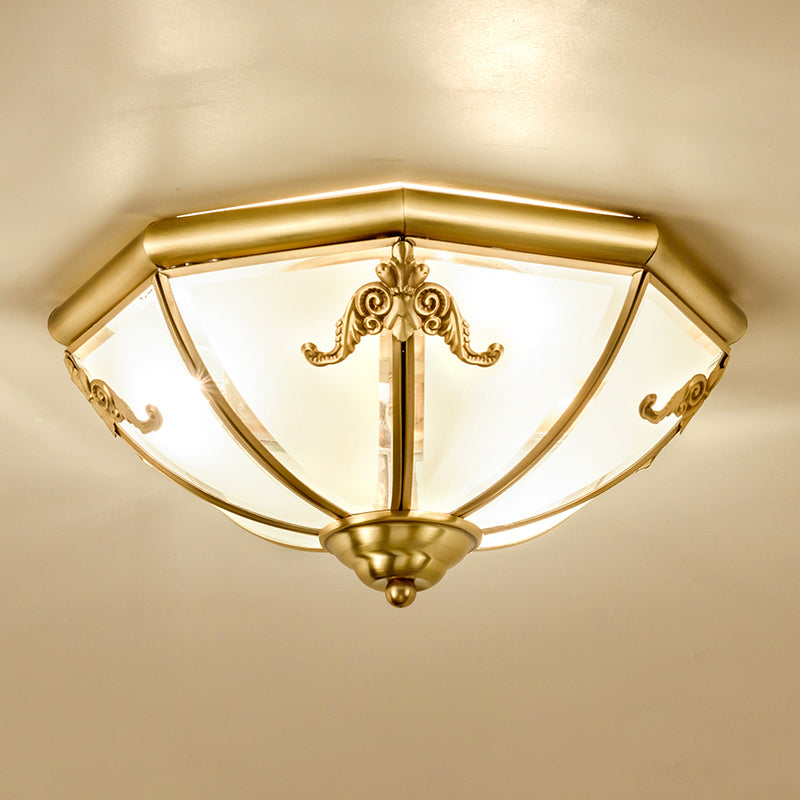 Traditional Flush Mount Ceiling Light For Dining Rooms - Dome Frosted Glass Shade Gold / 18’