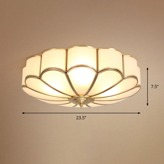 Gold Chrysanthemum Traditional Glass Flush Mount Ceiling Light For Bedroom 6 /