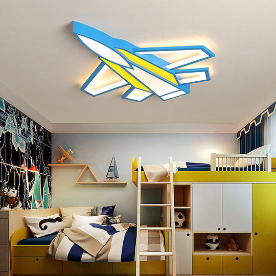 Cartoon Plane Led Flush Mount Ceiling Light - Perfect For Children’s Rooms