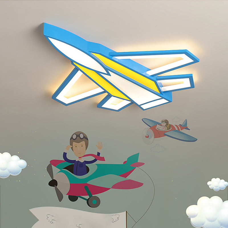 Cartoon Plane Led Flush Mount Ceiling Light - Perfect For Children’s Rooms Yellow / 21.5’ Warm