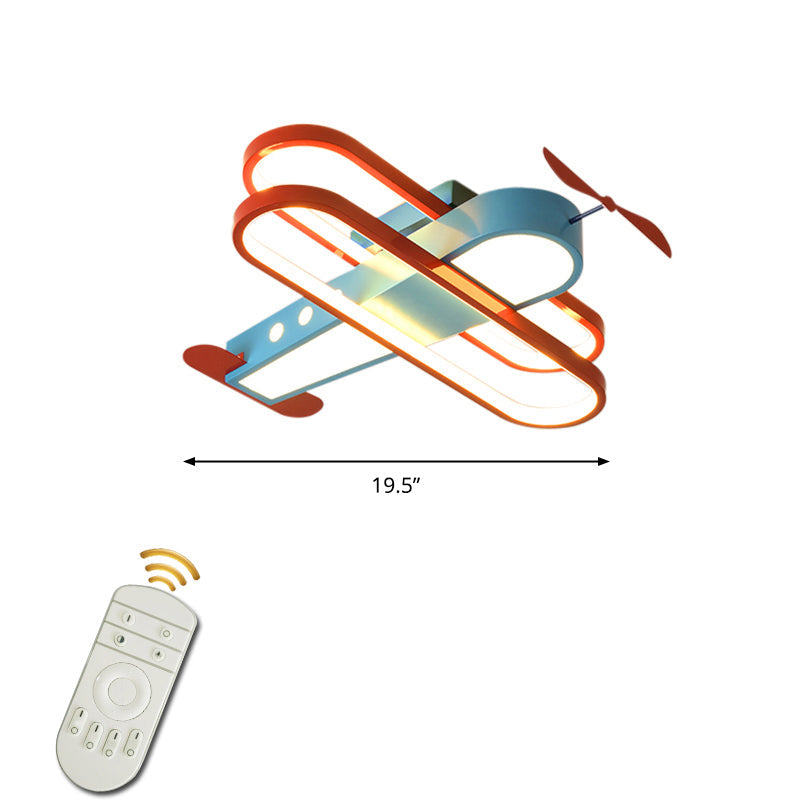 Cartoon Biplane Led Ceiling Flush Light For Boys Room - Acrylic Flush - Mount Fixture Blue /