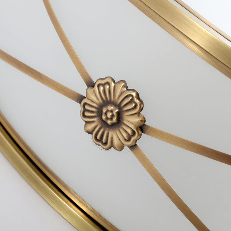 Minimalist Brass White Glass Flush Mount Ceiling Light For Bedroom