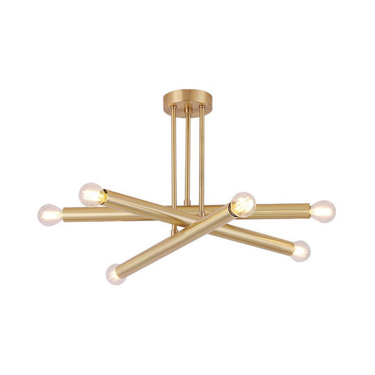 Modernist Gold Metal Bedroom Pendant Chandelier with Multiple Lights Ceiling Hung Light Fixture Gold