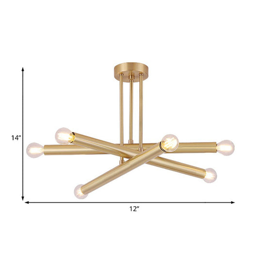 Modernist Gold Metal Bedroom Pendant Chandelier with Multiple Lights Ceiling Hung Light Fixture Gold