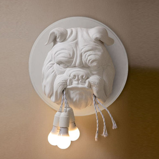 Bulldog Wall Light Nordic Resin Bathroom Sconce With 3 Heads - Stylish Lighting Fixture White
