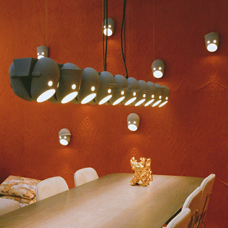 Funny Face Wall Sconce Led Light For Bedroom In Grey Resin