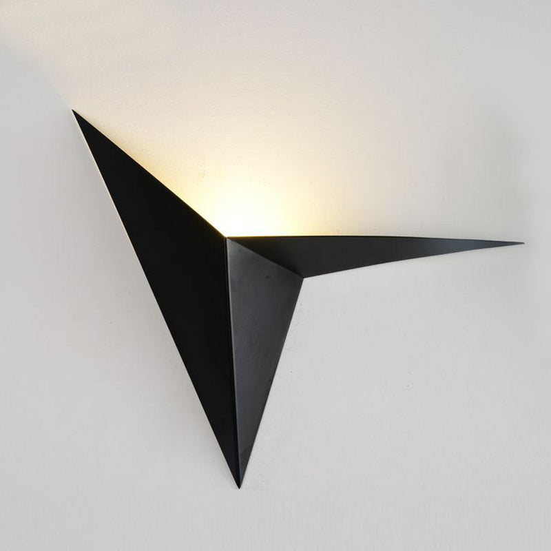 Modern Triangle Led Sconce Wall Light With Metallic Flush Mount - Ideal For Corridors Black / White
