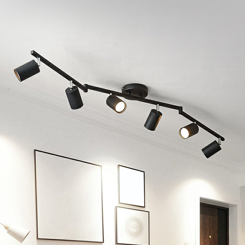 Nordic Style Tubular Metal Flush Mount 6 - Light Ceiling Spotlight For Living Room