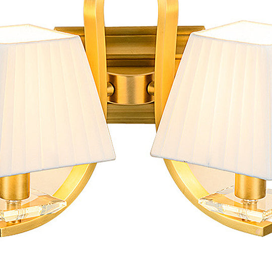 Vintage Gold Trapezoid Fabric Sconce Light For Bedroom Wall Mount