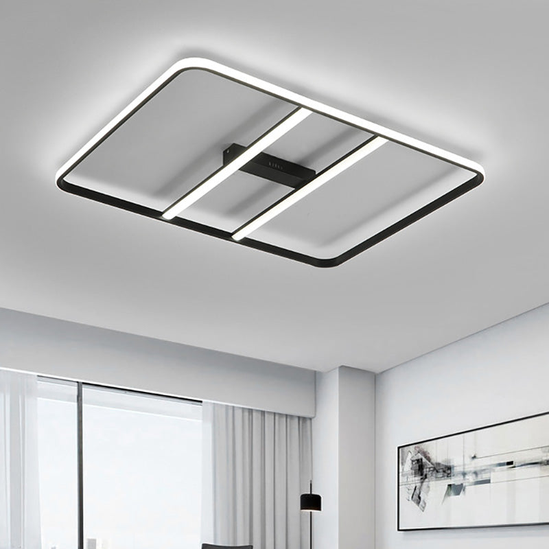 Modern Led Semi Flush Mount Ceiling Lamp - Black Metal Shade White/Warm Light 12’/23.5’ Wide /