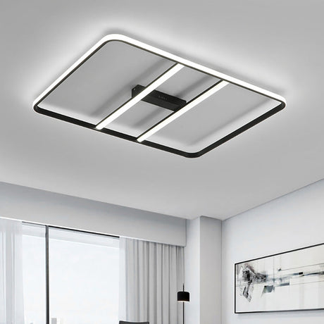 Modern Led Semi Flush Mount Ceiling Lamp - Black Metal Shade White/Warm Light 12/23.5 Wide / 23.5
