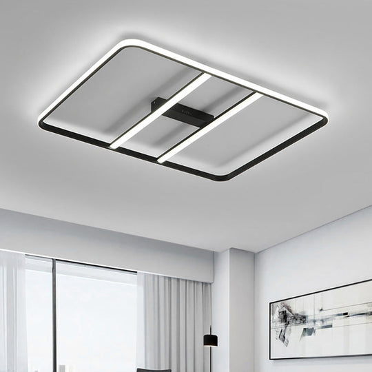 Modern Led Semi Flush Mount Ceiling Lamp - Black Metal Shade White/Warm Light 12/23.5 Wide / 23.5