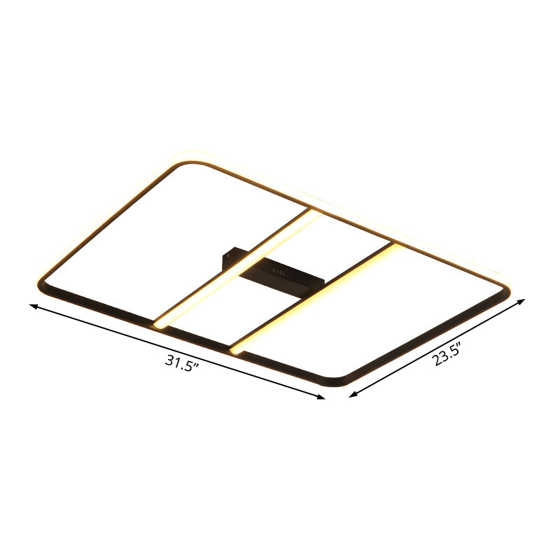 Modern Led Semi Flush Mount Ceiling Lamp - Black Metal Shade White/Warm Light 12’/23.5’ Wide