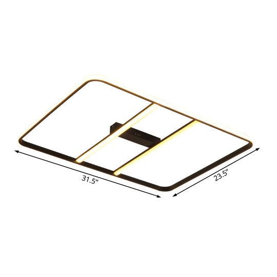 Modern Led Semi Flush Mount Ceiling Lamp - Black Metal Shade White/Warm Light 12’/23.5’ Wide