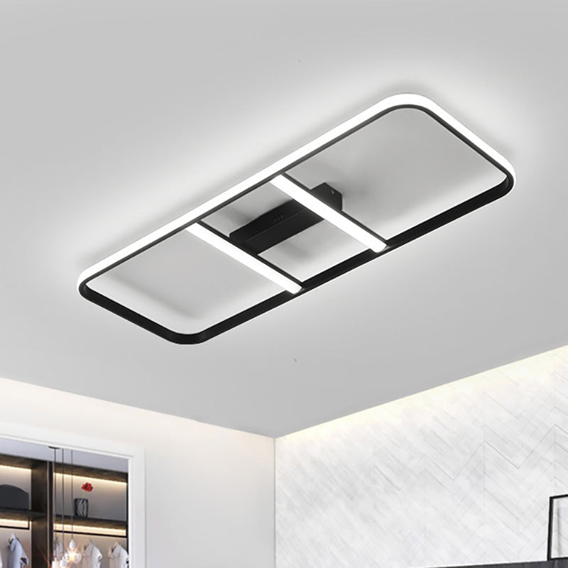 Modern Led Semi Flush Mount Ceiling Lamp - Black Metal Shade White/Warm Light 12/23.5 Wide / 12