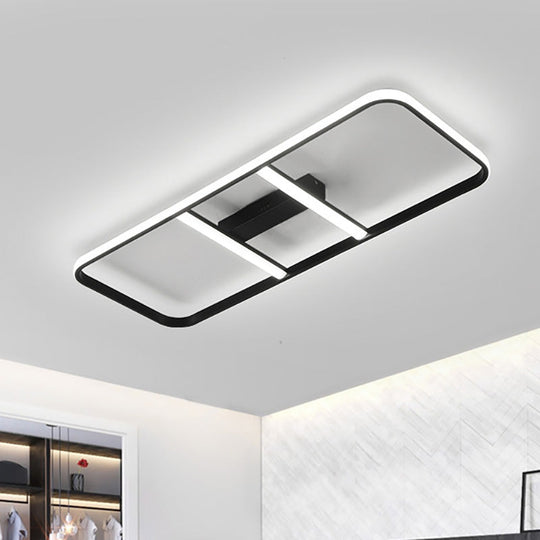 Modern Led Semi Flush Mount Ceiling Lamp - Black Metal Shade White/Warm Light 12/23.5 Wide / 12