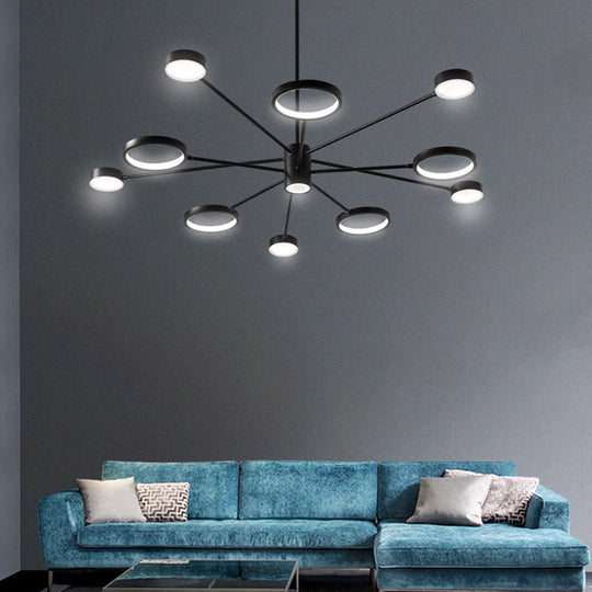 Modern Acrylic Led Sputnik Chandelier With 6/8/10 Lights In Black White/Warm Light 10 / Warm