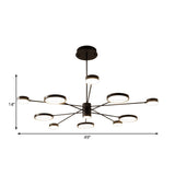 Modern Acrylic Sputnik Chandelier Pendant Light: Black Led Hanging Lamp Fixture With 6/8/10 Lights