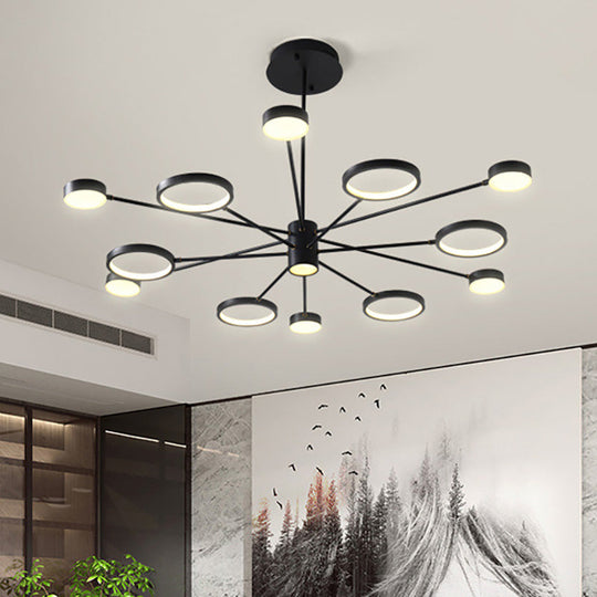 Modern Acrylic Sputnik Chandelier Pendant Light: Black Led Hanging Lamp Fixture With 6/8/10 Lights