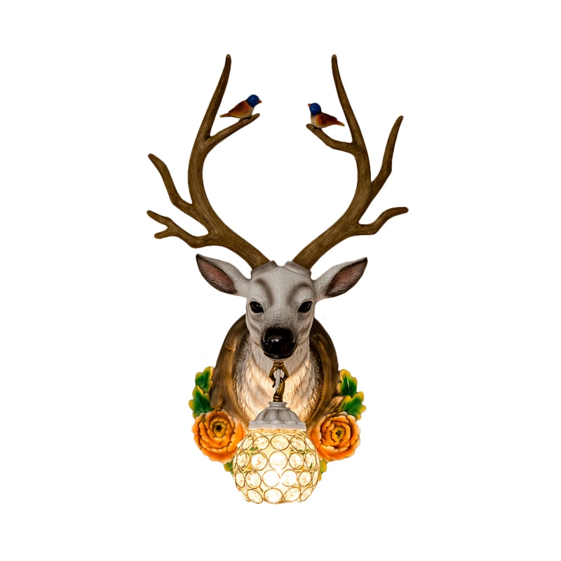 Elk 1-Light Traditional Wall Sconce For Living Room With Orb Crystal Shade - Resin Grey/Bronze/Gold