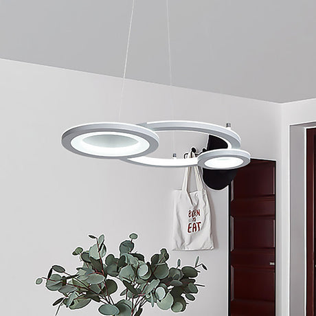 Modern Led Acrylic Chandelier For Dining Room In White/Warm Light Grey / Warm
