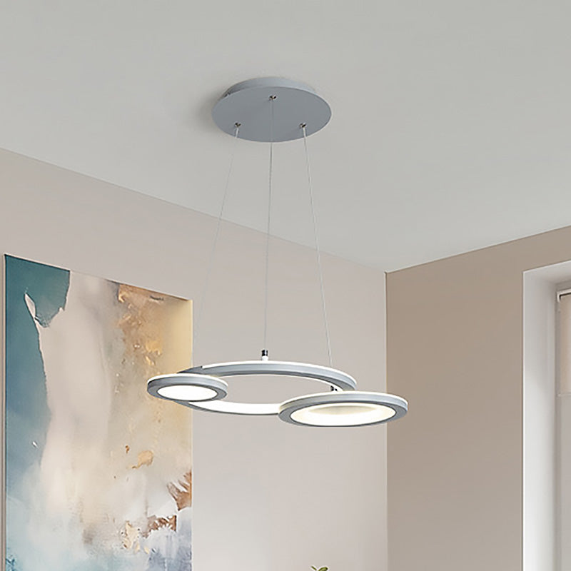 Modern Acrylic Round Chandelier Pendant Light With Led White/Grey Finish For Dining Room In