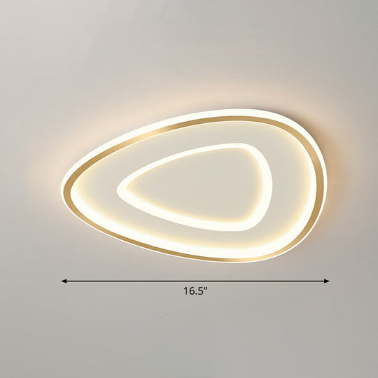 Sleek Gold Teardrop Led Ceiling Light Flush Mount - Simplicity & Style / 16.5 Remote Control