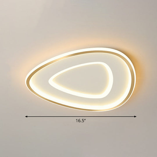 Sleek Gold Teardrop Led Ceiling Light Flush Mount - Simplicity & Style / 16.5’ Warm