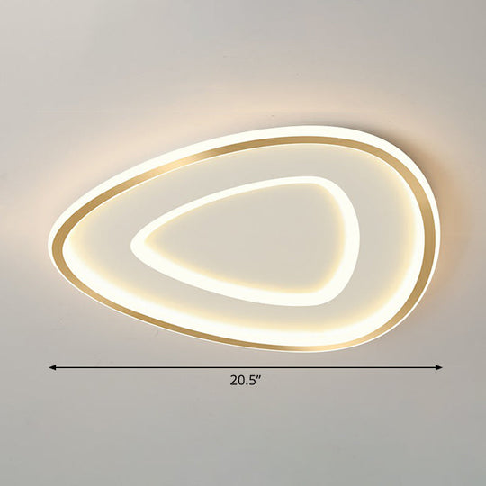 Sleek Gold Teardrop Led Ceiling Light Flush Mount - Simplicity & Style / 20.5’ Remote Control
