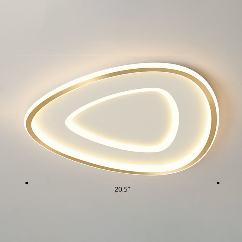 Sleek Gold Teardrop Led Ceiling Light Flush Mount - Simplicity & Style / 20.5 Remote Control
