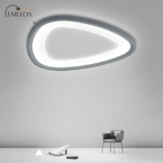 Minimalistic Dark Grey Droplet Led Flushmount Ceiling Light For Bedrooms - Modern Metal Design