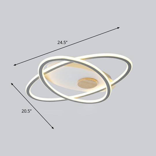 Modern Oval Flush Mount Led Ceiling Light Fixture For Bedroom Grey / 20.5’(53Cm) Remote Control