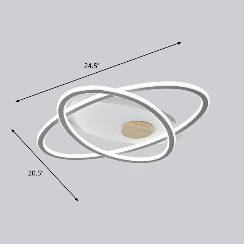 Modern Oval Flush Mount Led Ceiling Light Fixture For Bedroom Grey / 20.5(53Cm) White