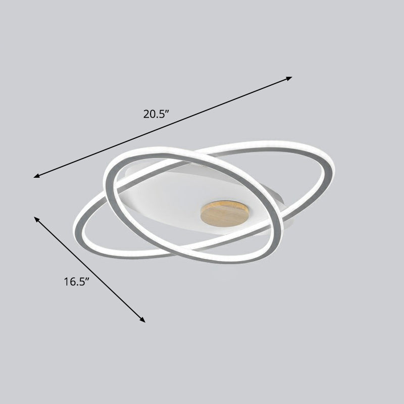 Modern Oval Flush Mount Led Ceiling Light Fixture For Bedroom Grey / 16.5’ White