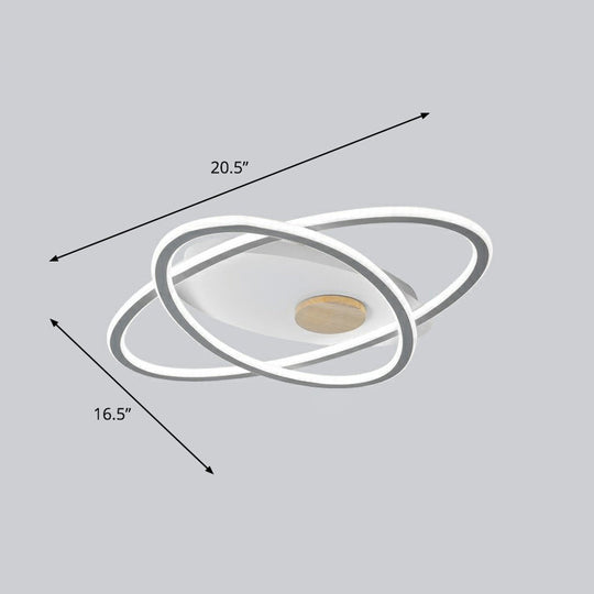 Modern Oval Flush Mount Led Ceiling Light Fixture For Bedroom Grey / 16.5’ White