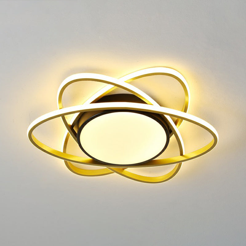 Modern Black Surface Mount Led Ceiling Light With Metallic Floral Design / 23 Third Gear