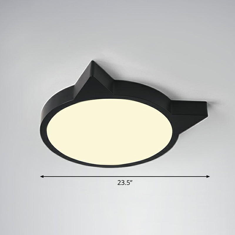 Minimalist Kitty Led Flushmount Ceiling Light For Kids’ Bedroom - Acrylic Flush Mount Black /