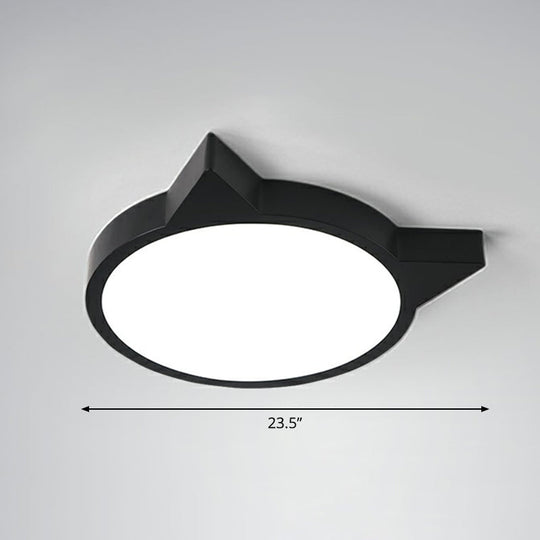 Minimalist Kitty Led Flushmount Ceiling Light For Kids’ Bedroom - Acrylic Flush Mount Black /