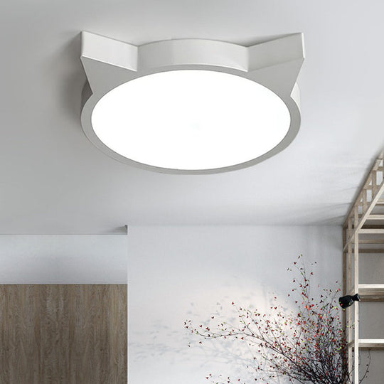 Minimalist Kitty Led Flushmount Ceiling Light For Kids’ Bedroom - Acrylic Flush Mount