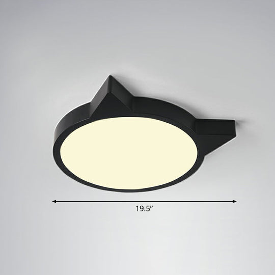 Minimalist Kitty Led Flushmount Ceiling Light For Kids’ Bedroom - Acrylic Flush Mount Black /
