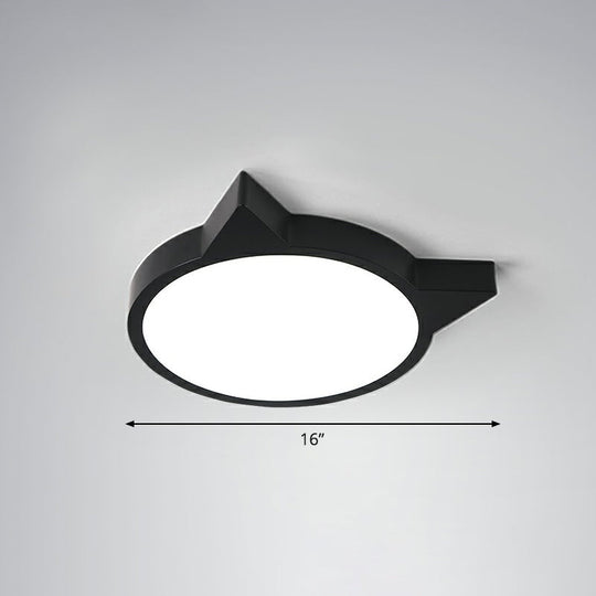 Minimalist Kitty Led Flushmount Ceiling Light For Kids’ Bedroom - Acrylic Flush Mount Black /