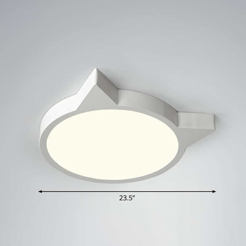 Minimalist Kitty Led Flushmount Ceiling Light For Kids’ Bedroom - Acrylic Flush Mount White /