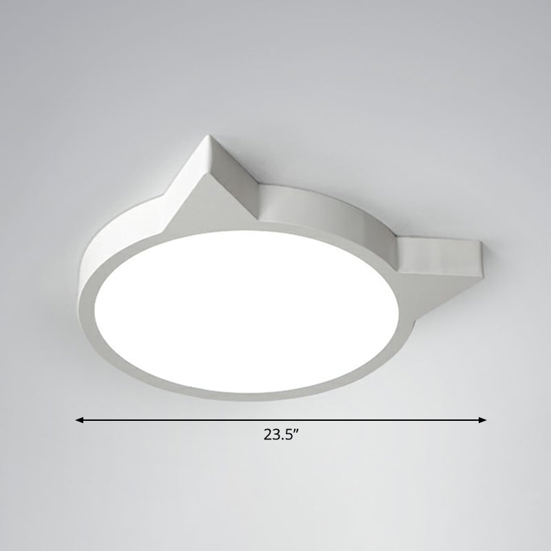 Minimalist Kitty Led Flushmount Ceiling Light For Kids’ Bedroom - Acrylic Flush Mount White / 23.5’