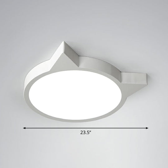 Minimalist Kitty Led Flushmount Ceiling Light For Kids’ Bedroom - Acrylic Flush Mount White / 23.5’