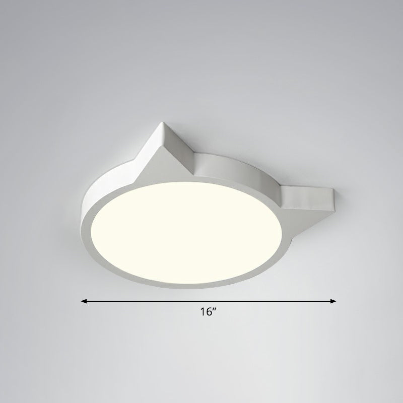 Minimalist Kitty Led Flushmount Ceiling Light For Kids’ Bedroom - Acrylic Flush Mount White /